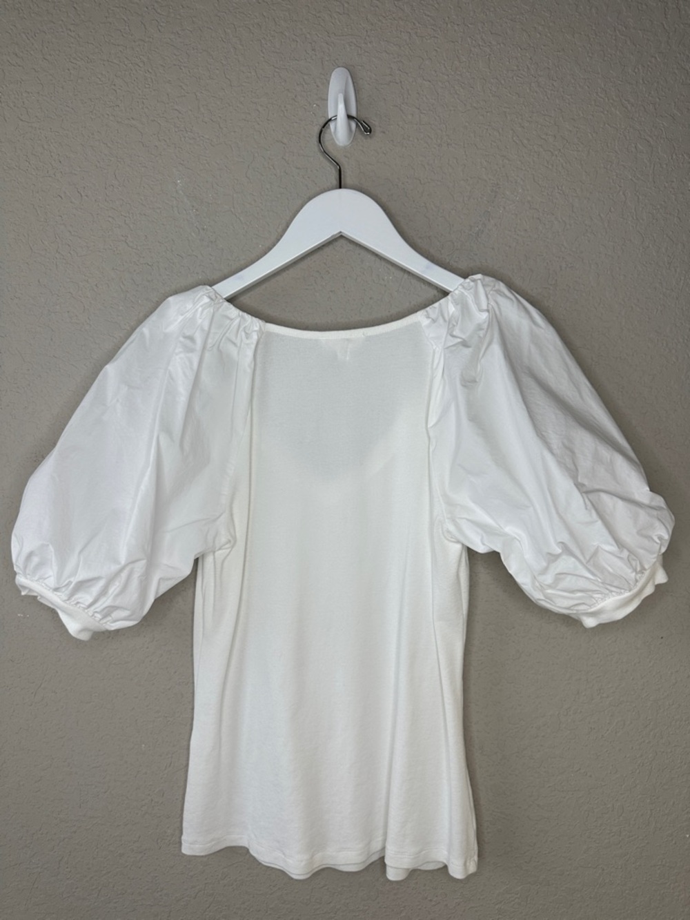 A Loves A Women's Mixed Media Puff Sleeve V Neck T Shirt Size Medium White - Picture 5 of 8